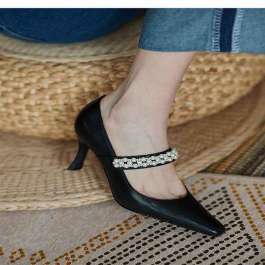 Pointed Toe Stiletto Heels Women - Temperament Leather High Heels