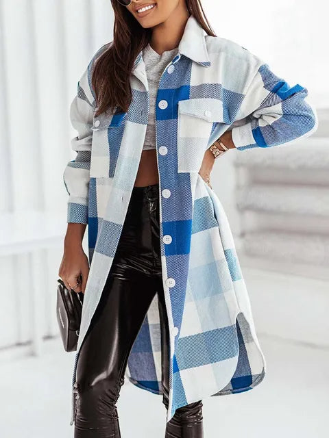 Long Plaid Coat Jacket for Ultimate Style and Warmth - Neon North Clothing