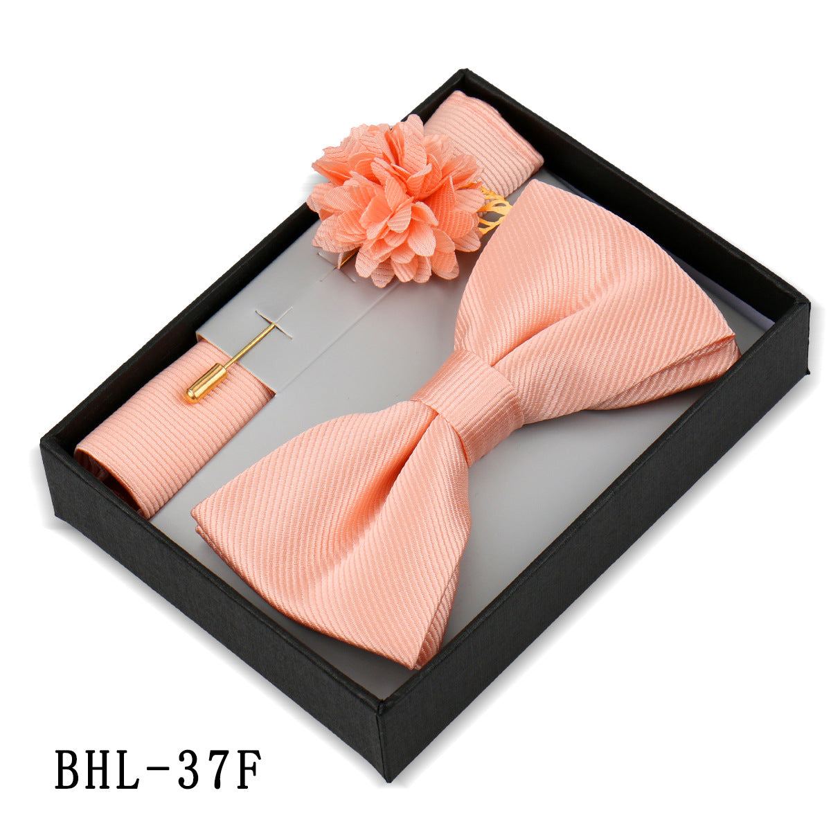 Men's Bow Tie Pocket Square Set with Brooch - Solid Color Elegance - Neon North Clothing