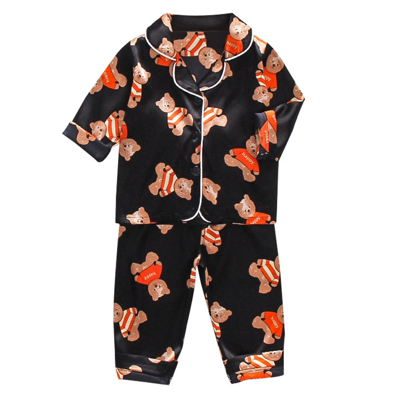 9M - 4 Years Silk Satin Tops and Pants Set for Kids - Neon North Clothing