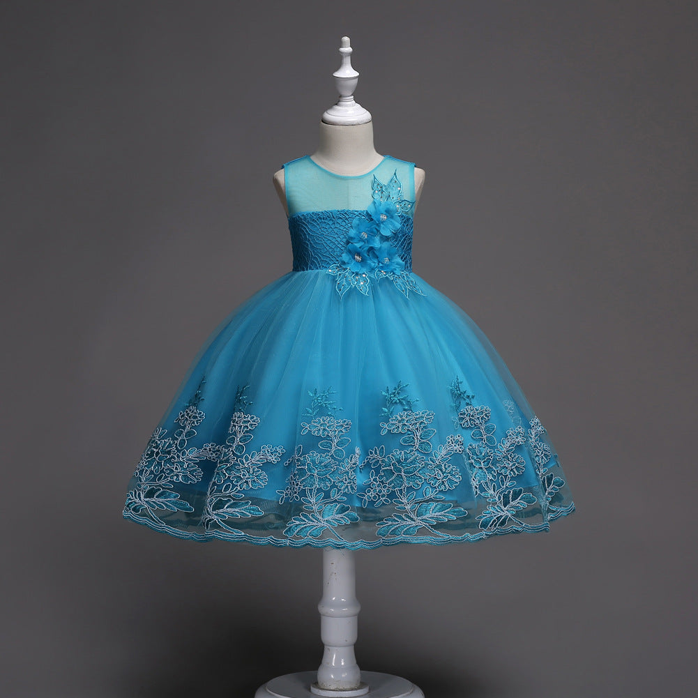 Embroided Princess Girls Dress - Enchanting Embroidered Princess Dress for Little Dreamers