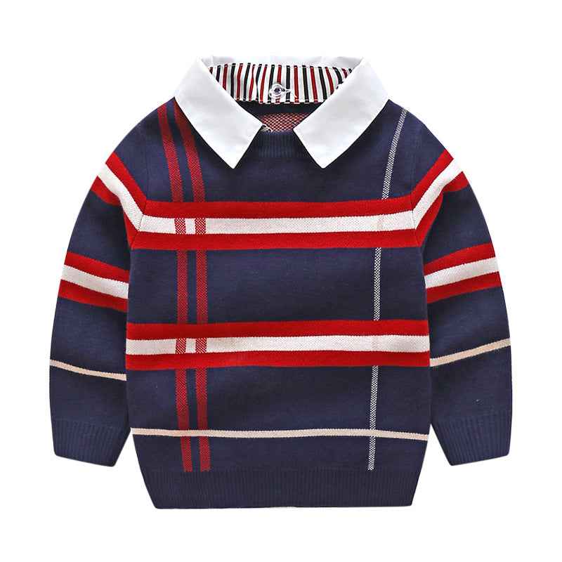Cozy Collared Sweater with Plaid