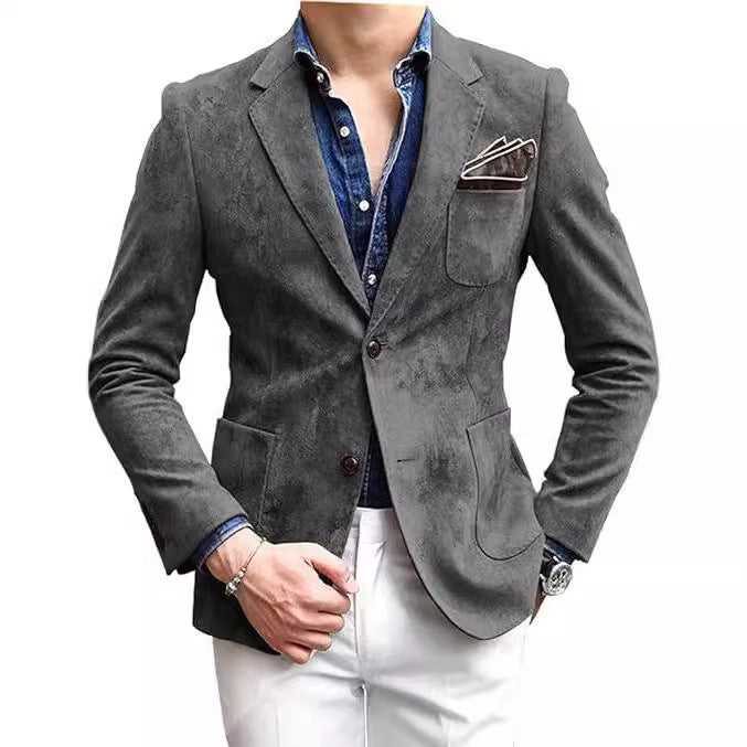 Men's Versatile Suit Jacket - Solid Color Loose Fit