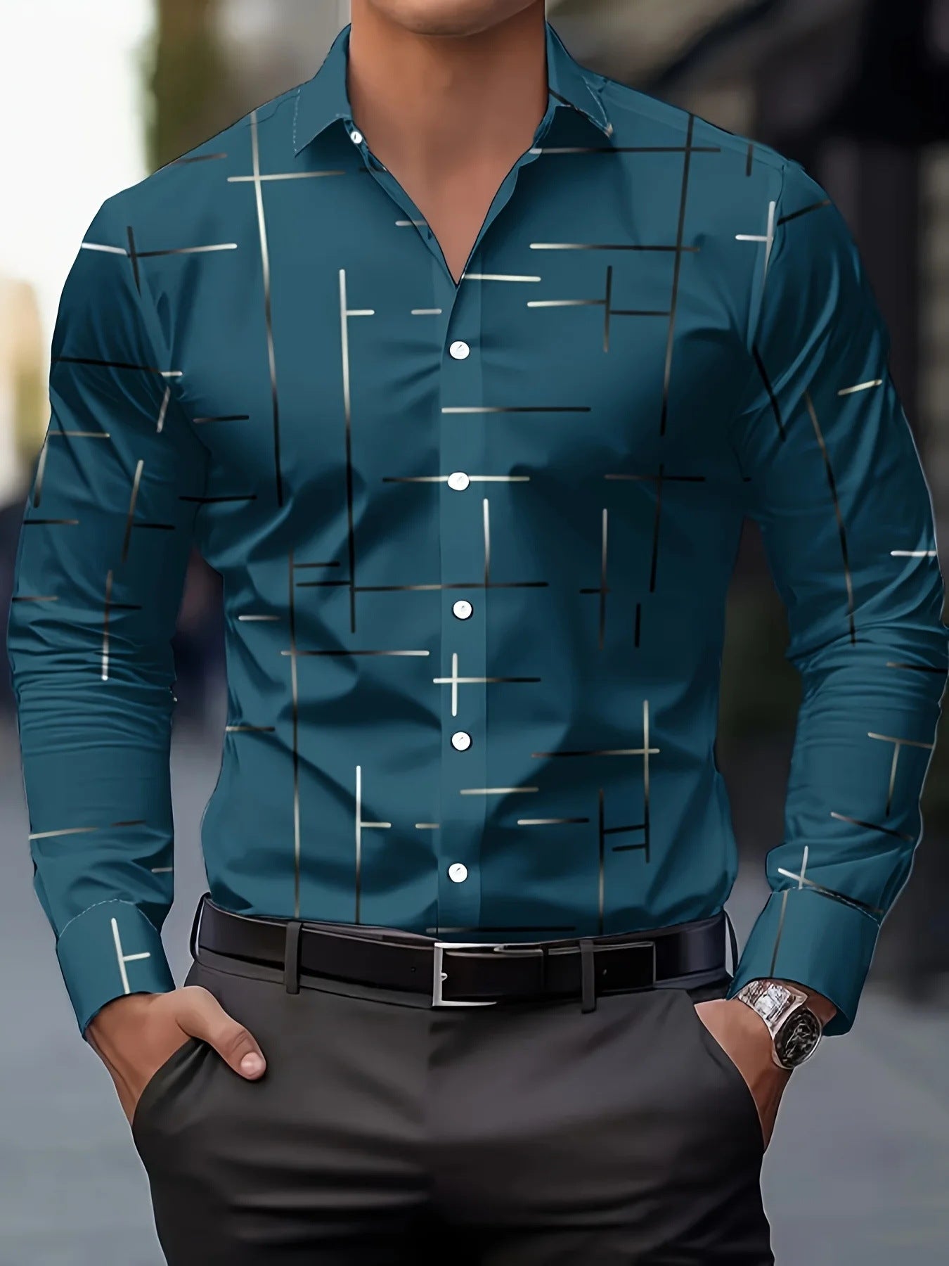 Men's Printed Casual Shirt - Regular Fit with Patterned Design - Neon North Clothing