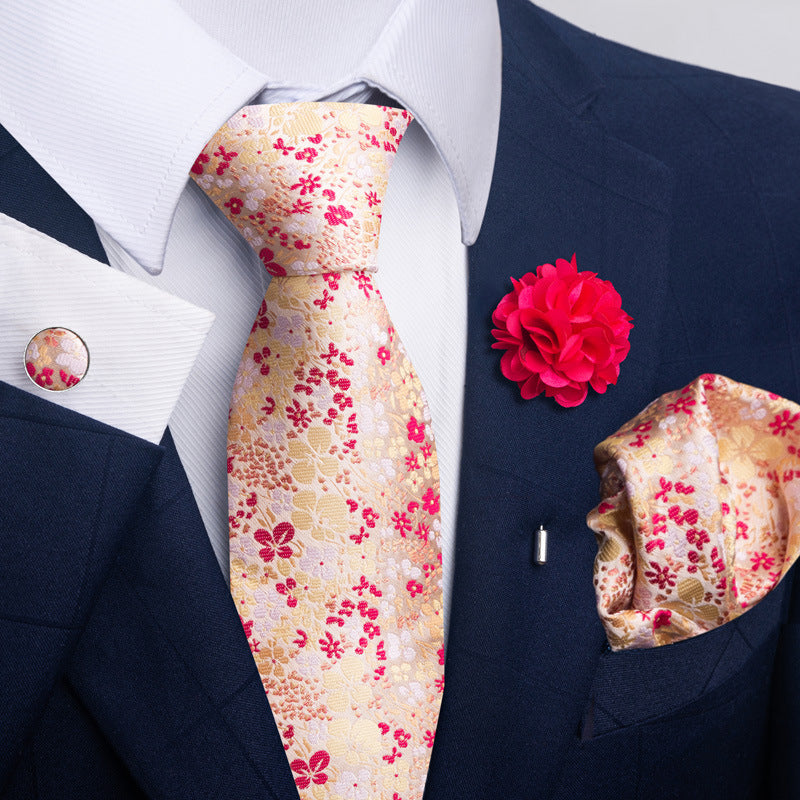 Men's Tie and Pocket Square Set with Pin - 2 Piece Suit Combo - Neon North Clothing