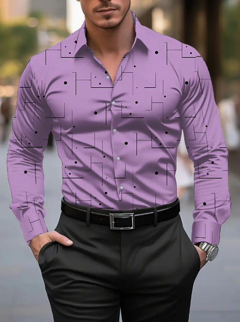 Mens Breathable Slim Fit Shirt - Casual Irregular Pattern Design