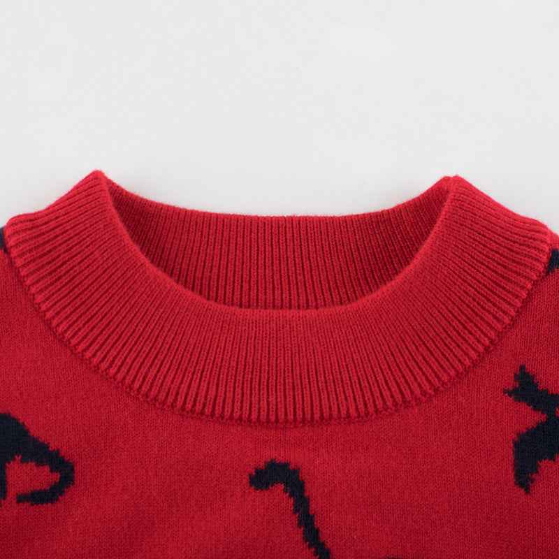 Cozy Knit Dinosaur Print Pullover for Ultimate Comfort