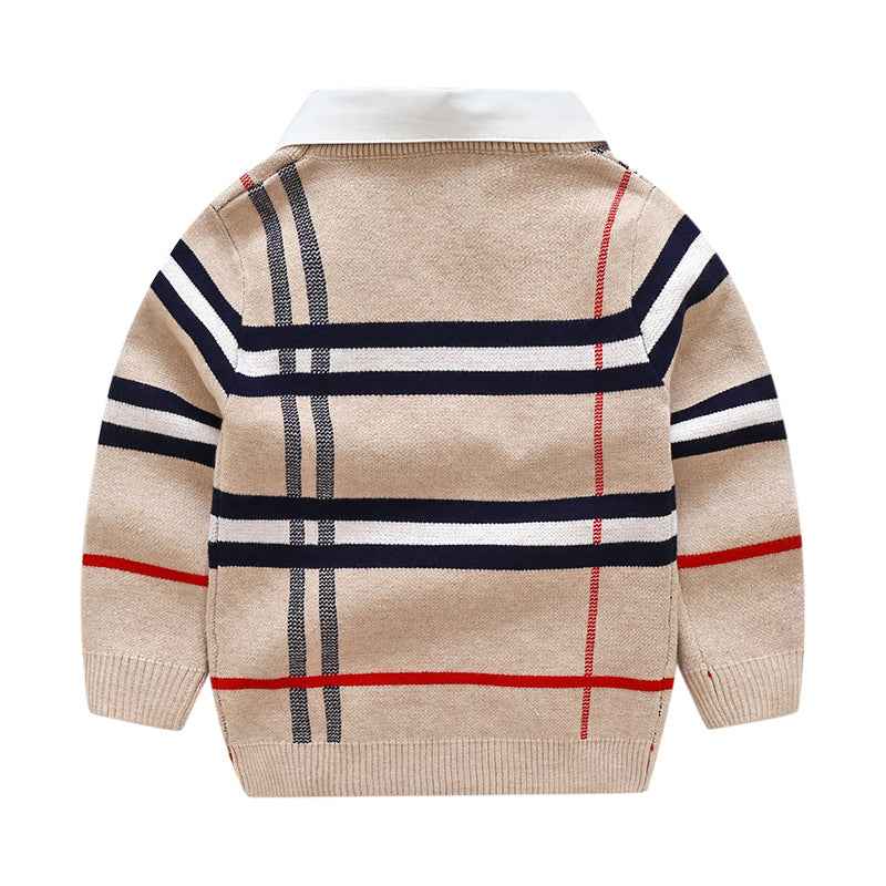 Cozy Collared Sweater with Plaid
