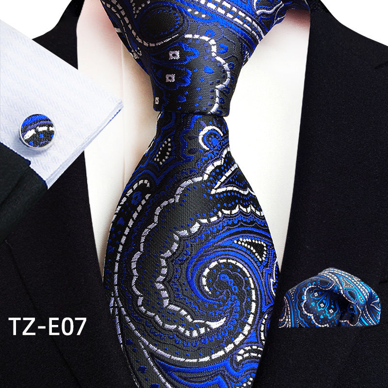 Paisley Tie Set with Square Scarf and Cufflinks - Three-Piece Accessory Set - Neon North Clothing