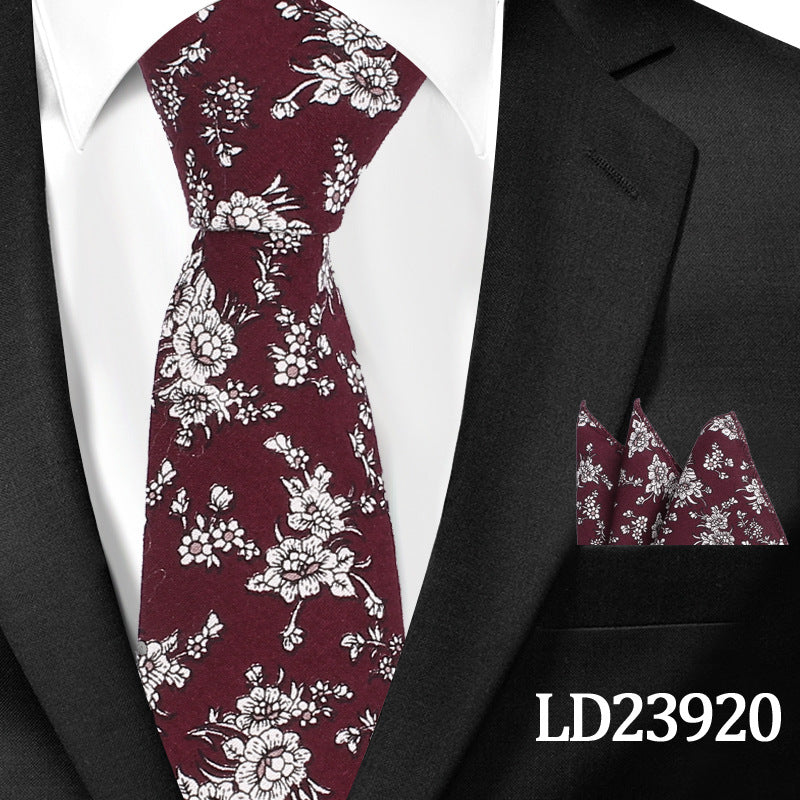 Casual Floral Pocket Square Set - Cotton Floral Print 6cm Tie Pocket Square 2 Piece Set - Neon North Clothing