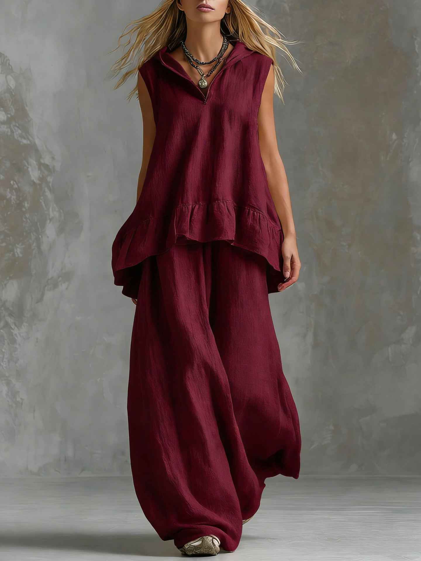Casual Top and Wide-Leg Pants Set for Effortless Style and Comfort