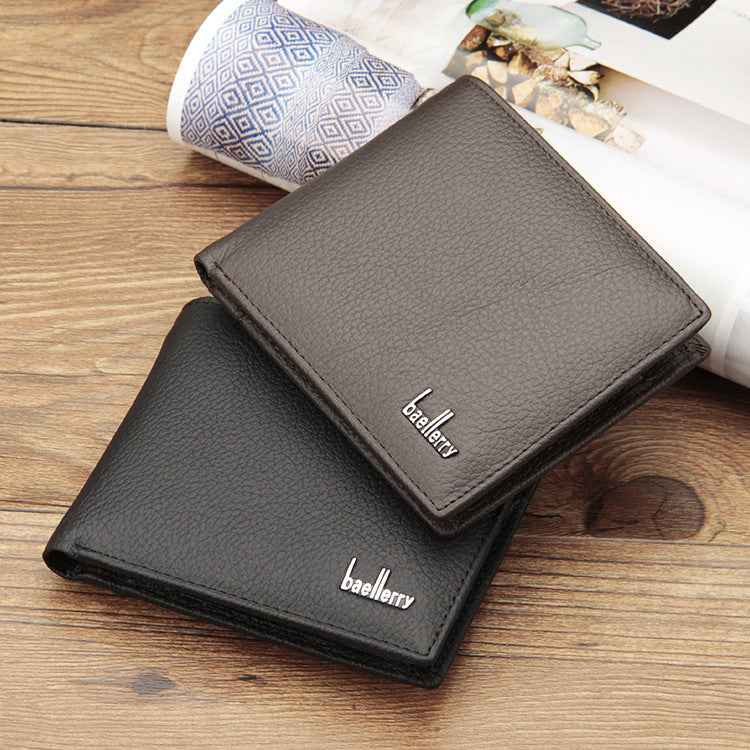 Genuine Leather Coin Purse for Men - Two-Fold Short Design