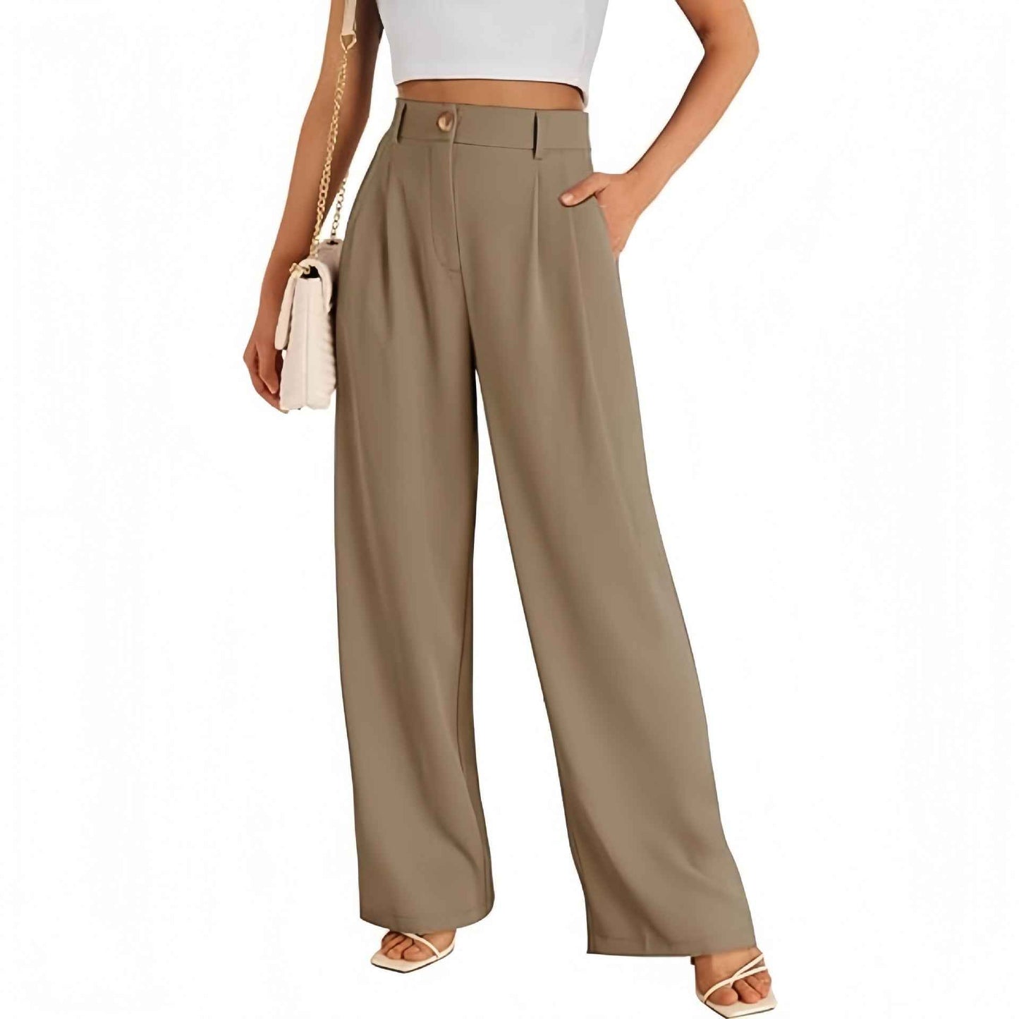 New European American Pocket Dress Pants Wide-leg Formal Trousers