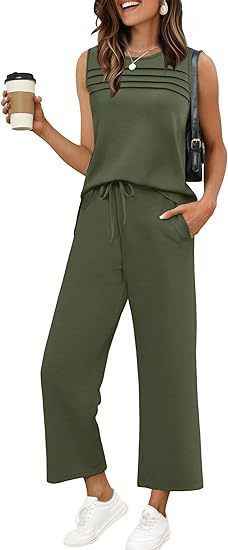 Womens Pleated Vest Top Set - Stylish Two-Piece Outfit for Effortless Chic