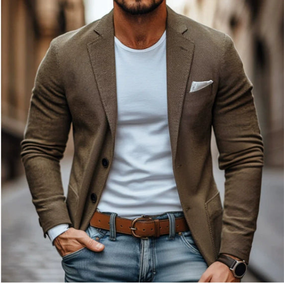 Casual Printed Suit Jacket with Double-Button Design