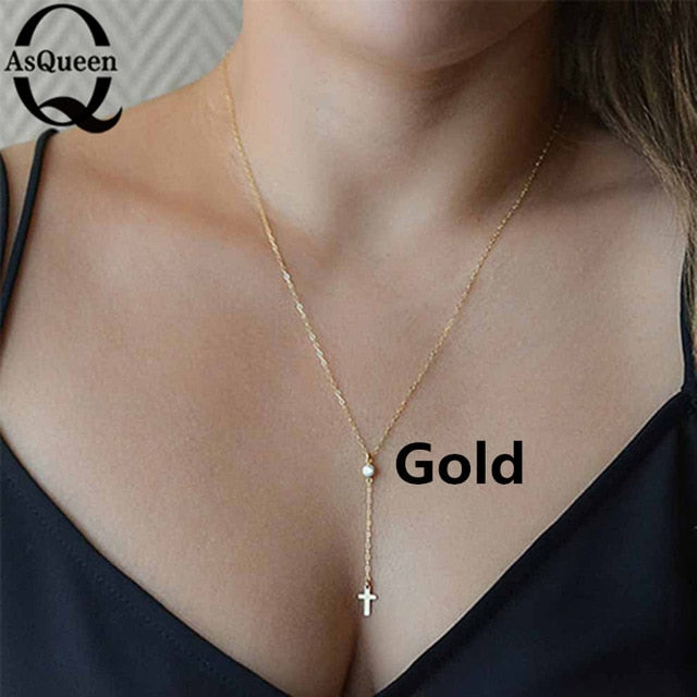 Small Gold Cross Pendant Necklace - Neon North Clothing