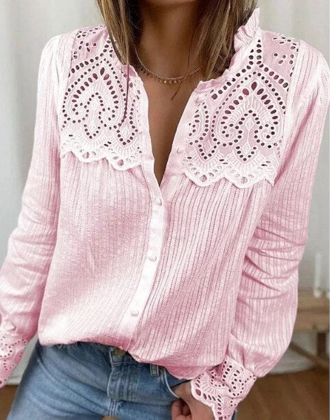Loose Pure Cotton Casual Round Neck Long Sleeve Blouse - Neon North Clothing