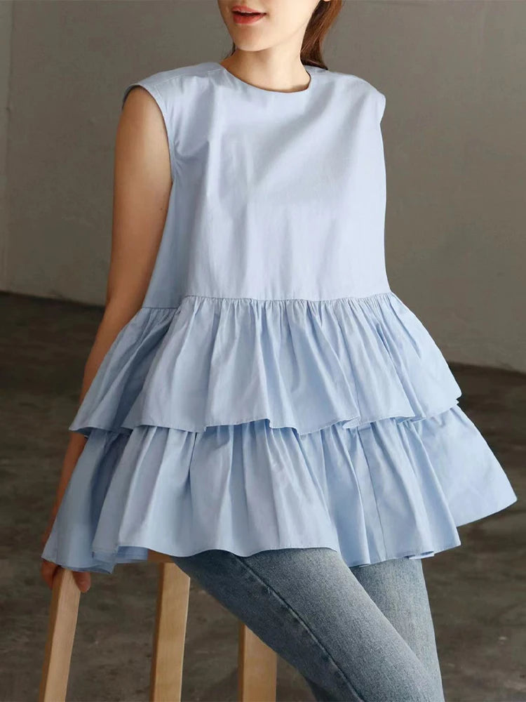 Ruffles Sleeveless Blouse for a Chic Layered Look - Neon North Clothing