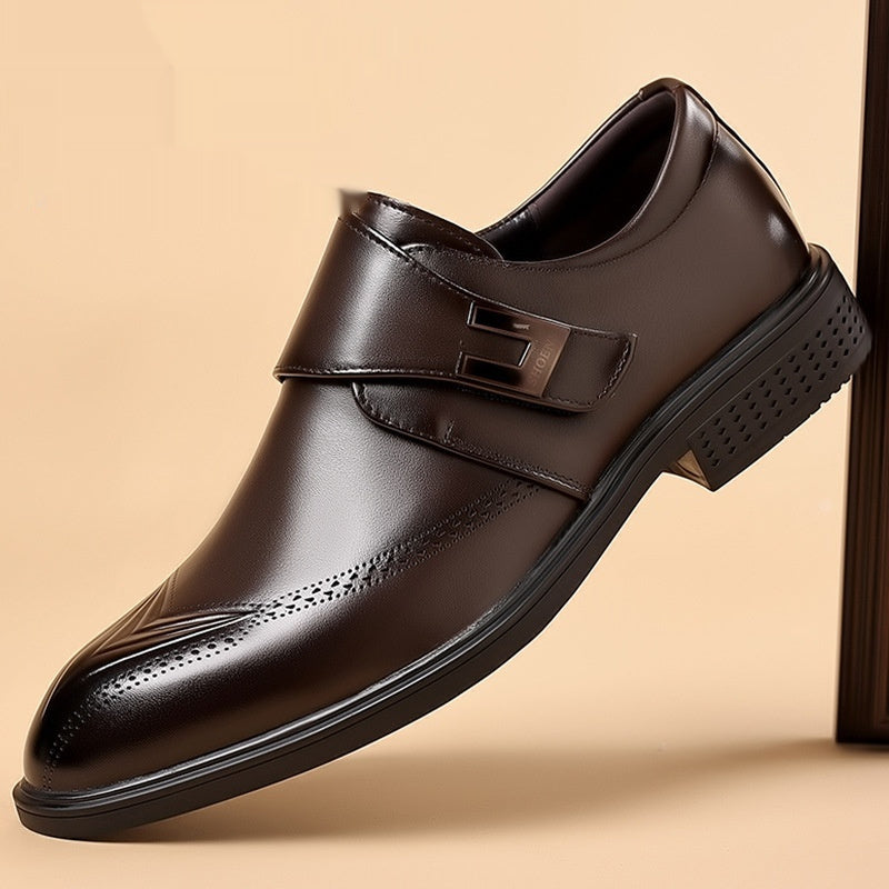 Mens Full-Grain Cowhide Leather Shoes with Pipe-Shaped Toe - Premium Quality Mens Full-Grain Leather Shoes