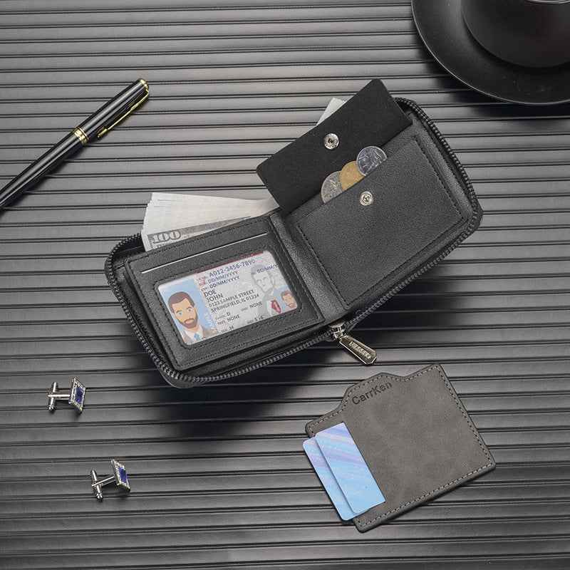 Short Retro Embossed Wallet for Men - Horizontal Design