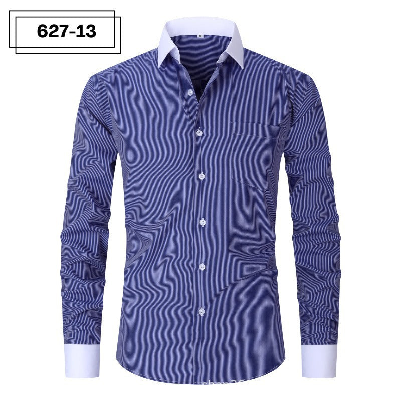 Mens Striped Iron Free Shirt - Plus Size Slim Fit Option