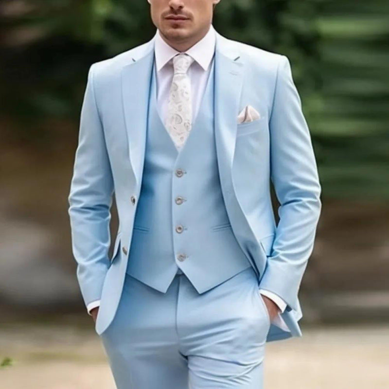 Mens Stylish Three-Piece Suit in Solid Colors for a Sophisticated Vibe