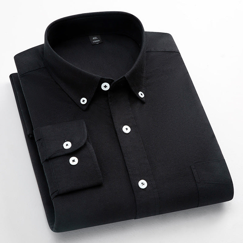 Mens Breathable Oxford Shirt - Pure Cotton Solid-Color Slim Fit