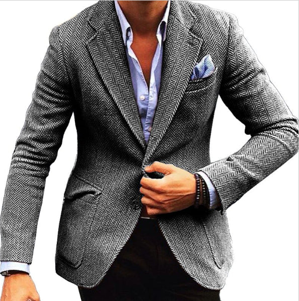 Casual Printed Suit Jacket with Double-Button Design