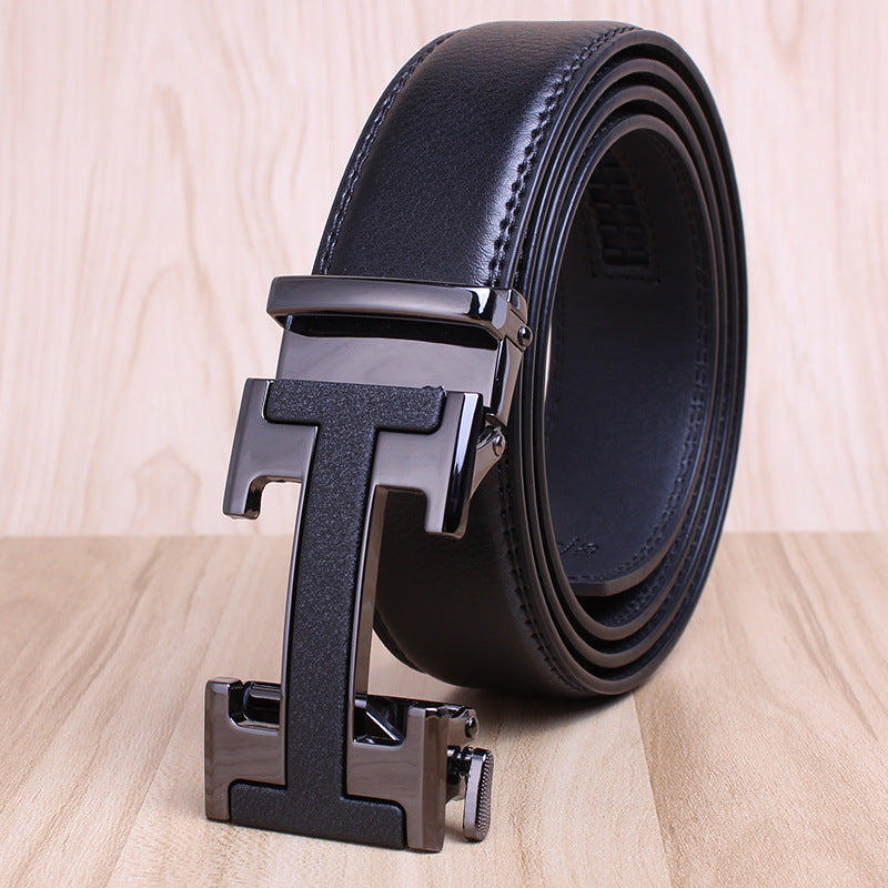 Mens Leather Belt Automatic Buckle - Genuine Leather for Comfort and Style - Neon North Clothing