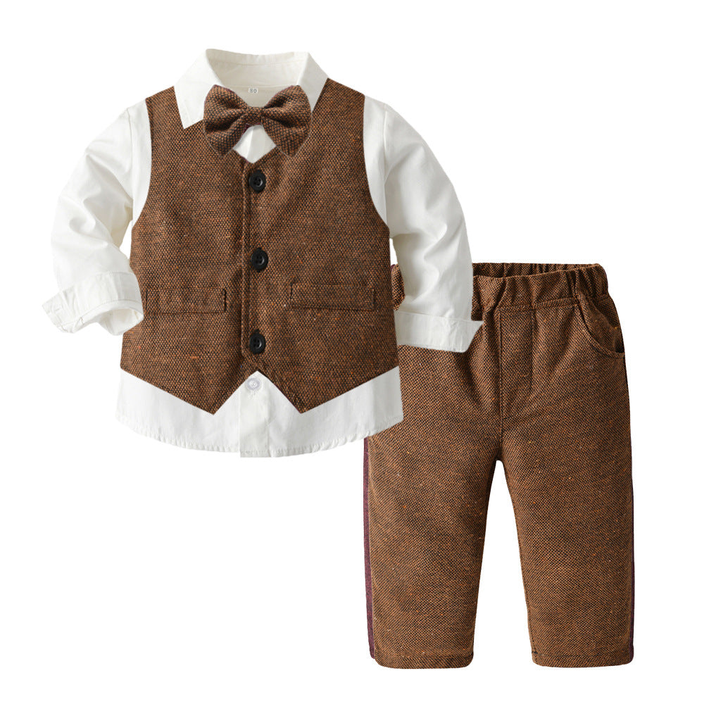 Boys Autumn Clothing Set - Three-Piece Cotton Suit for Children