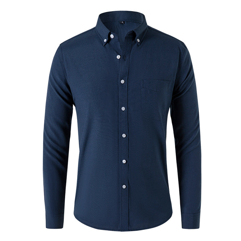 Cotton Long-sleeved Men’s Shirt - Casual Solid Color Regular Fit