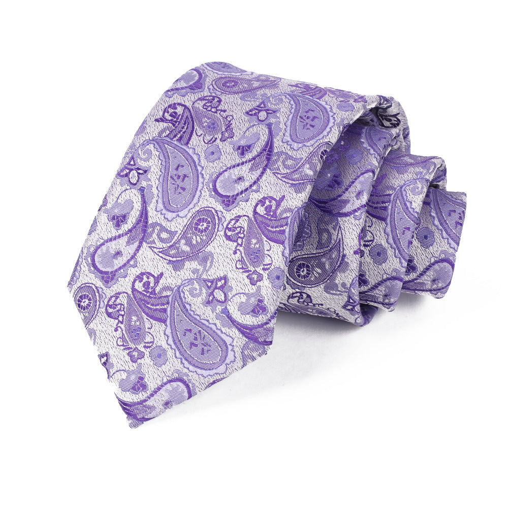 Jacquard Embroidered Tie with Cashew Pattern Design - Neon North Clothing