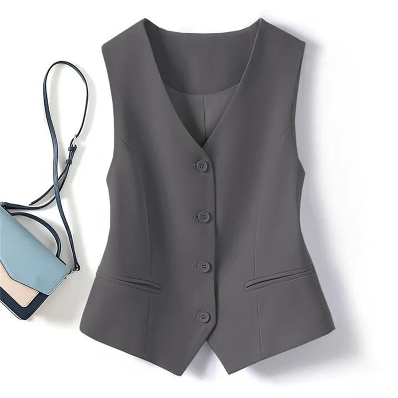 V-Neck Waistcoat Vest Sleeveless Jacket Blouse - Neon North Clothing