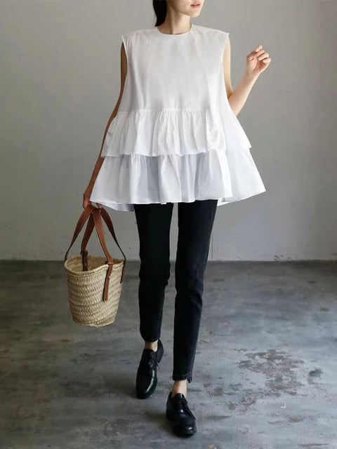 Ruffles Sleeveless Blouse for a Chic Layered Look - Neon North Clothing
