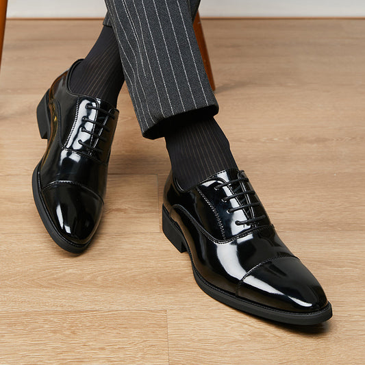 Patent Leather Business Shoes for Men - Three-Joint Oxford Design with Soft Bottom