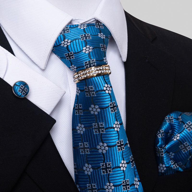 Multi Colored Striped Tie Set with Floral Design for Men - Neon North Clothing