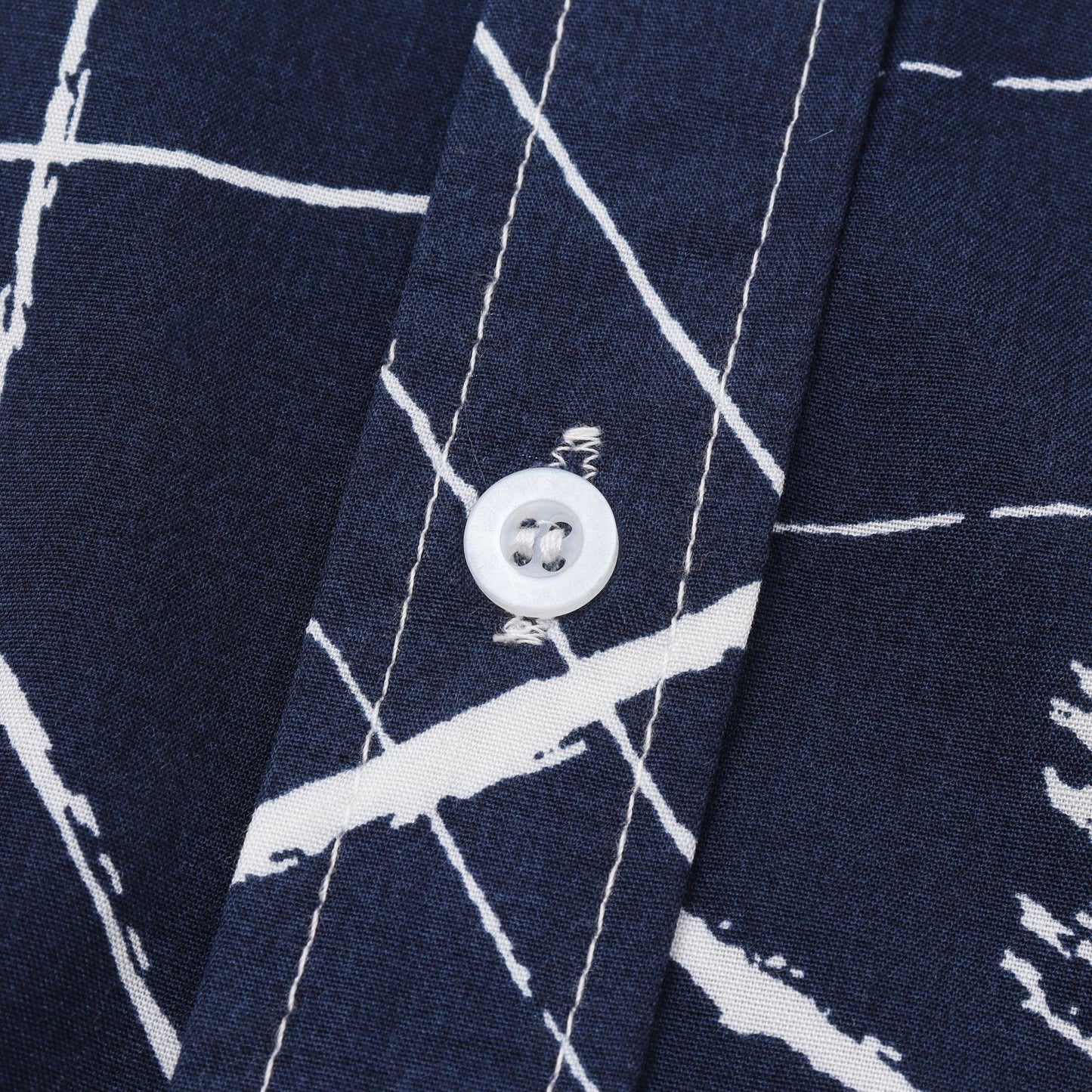 Men's Blue Striped Shirt with Short Sleeves and Lapel Design - Neon North Clothing