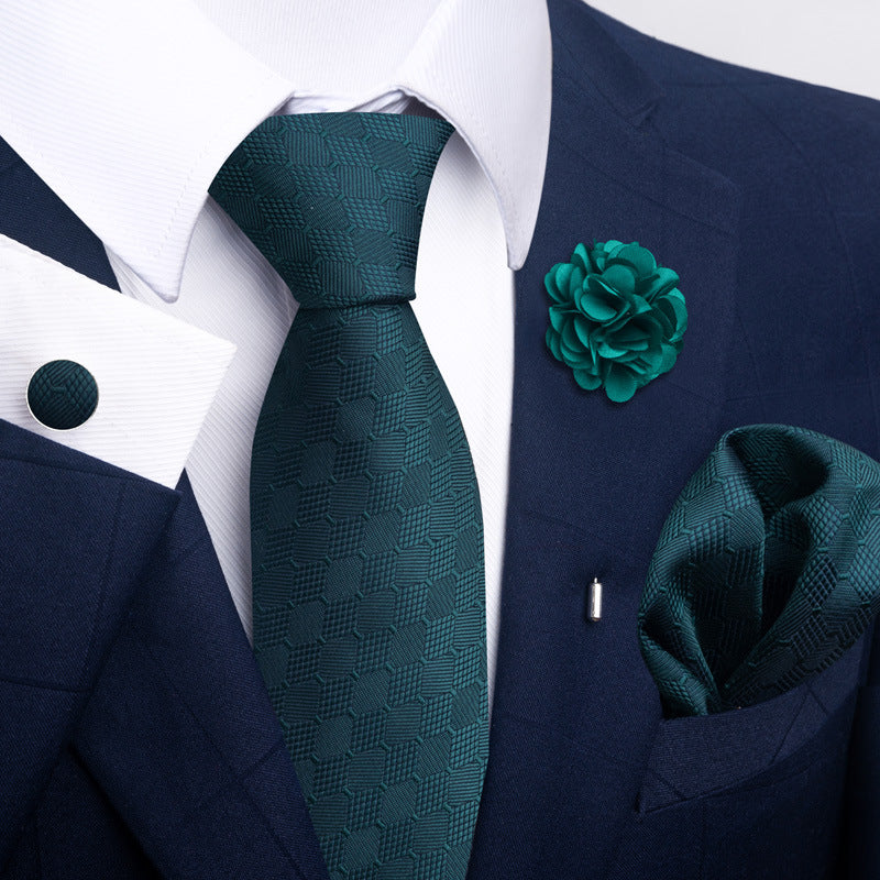 Men's Tie and Pocket Square Set with Pin - 2 Piece Suit Combo - Neon North Clothing