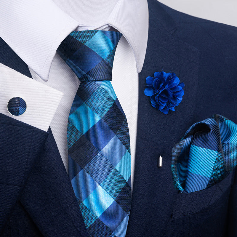 Men's Tie and Pocket Square Set with Pin - 2 Piece Suit Combo - Neon North Clothing