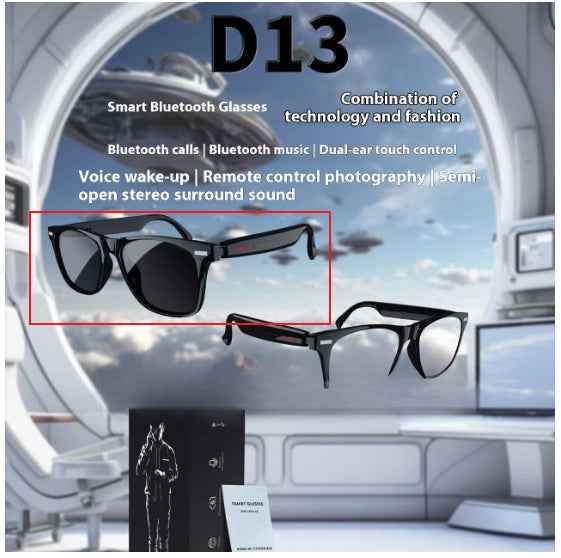 AI Bluetooth Smart Glasses with Binaural Touch Control - D13 Model