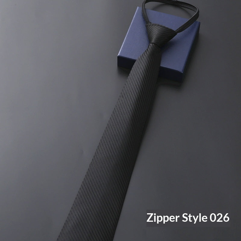 Mens Formal Zipper Tie with Blue Stripes for Business Attire - Neon North Clothing