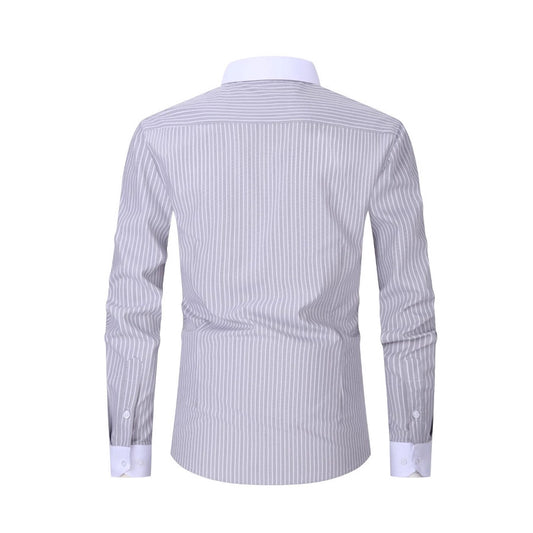 Mens Striped Iron Free Shirt - Plus Size Slim Fit Option