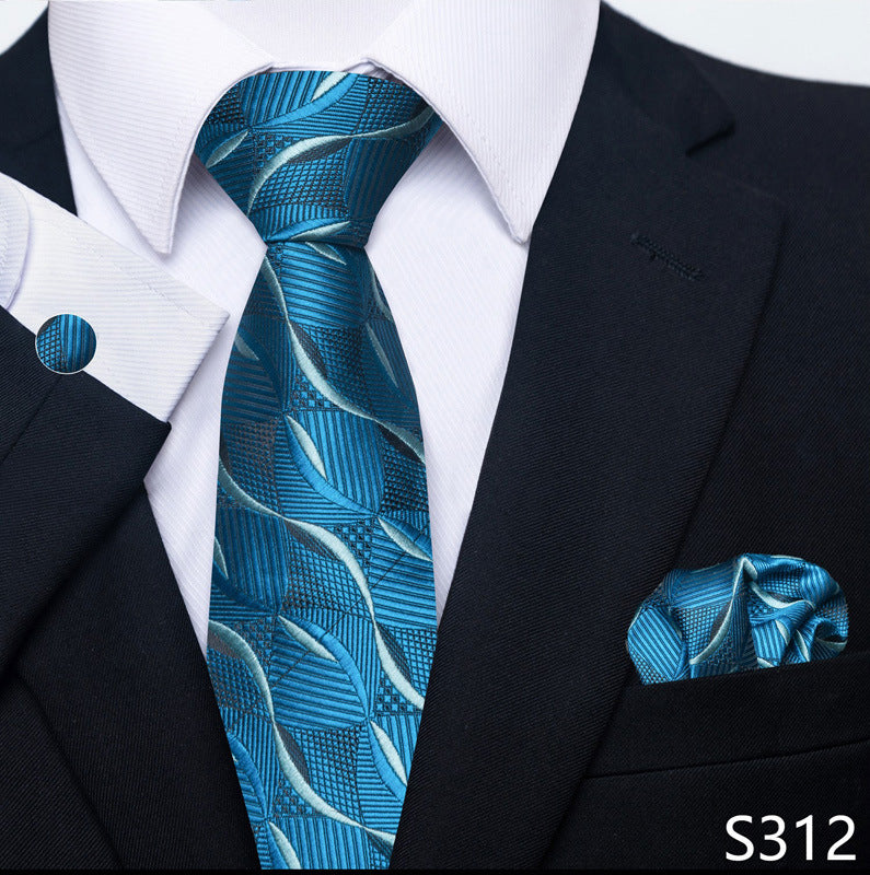 Men's Formal Wear Tie Set with Creative All-Match Scarf and Cuff Buckle - Neon North Clothing