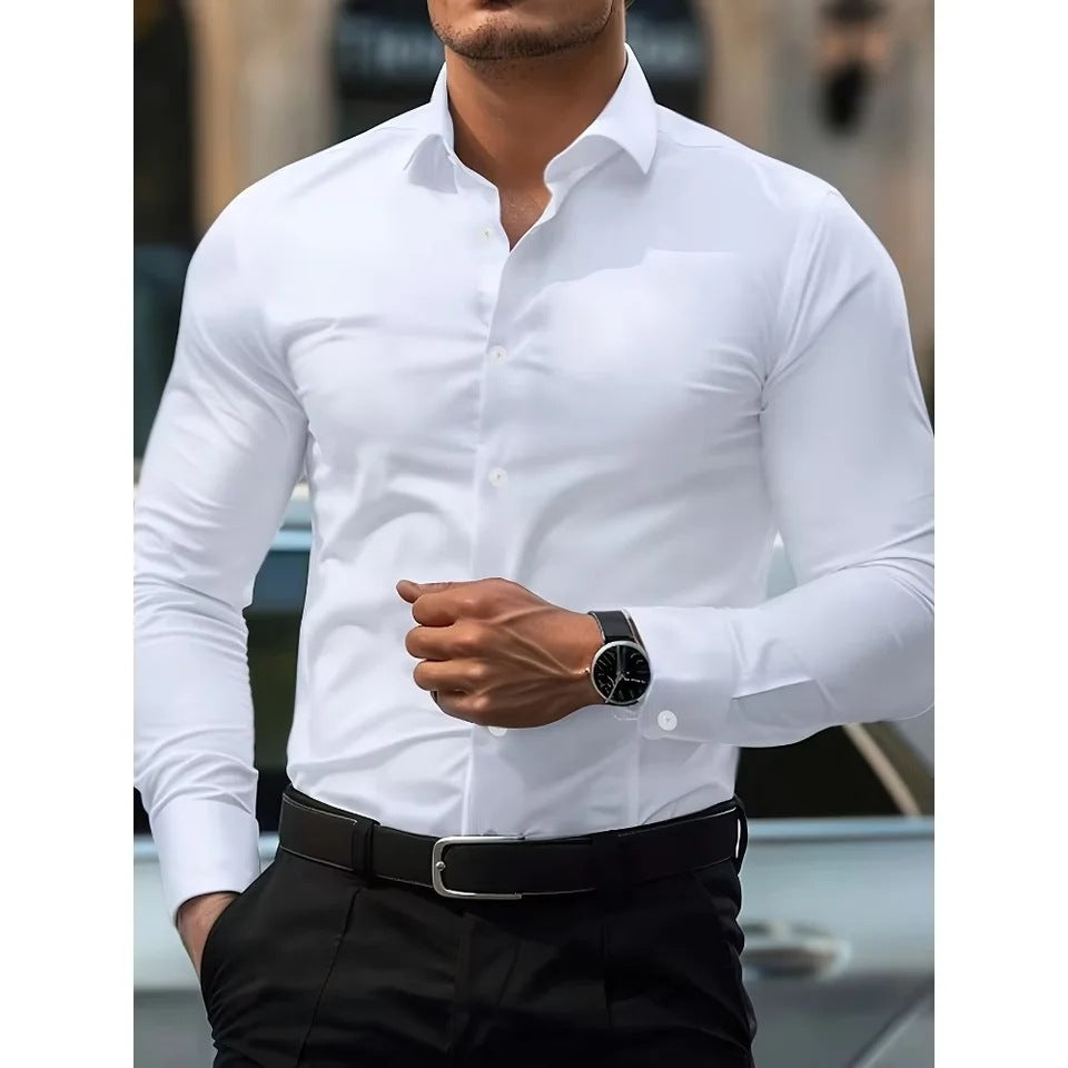 Artificial Silk Men's Casual Shirt - Solid Color Regular Fit Smart Casual Wear
