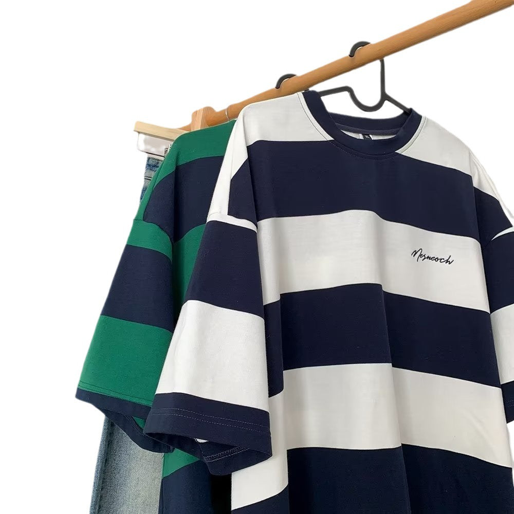 Striped Oversized Shirt with Half Sleeves for Effortless Style - Neon North Clothing