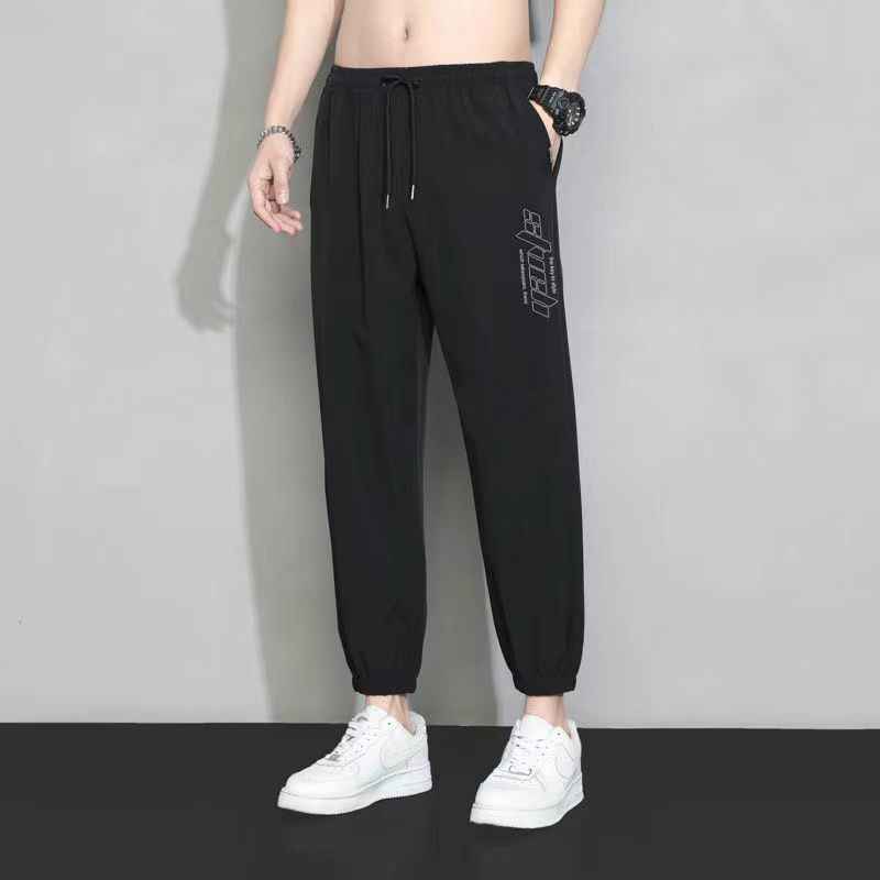 Summer Breathable Ice Silk Pants for Men - Thin Casual Ankle-Length Comfort