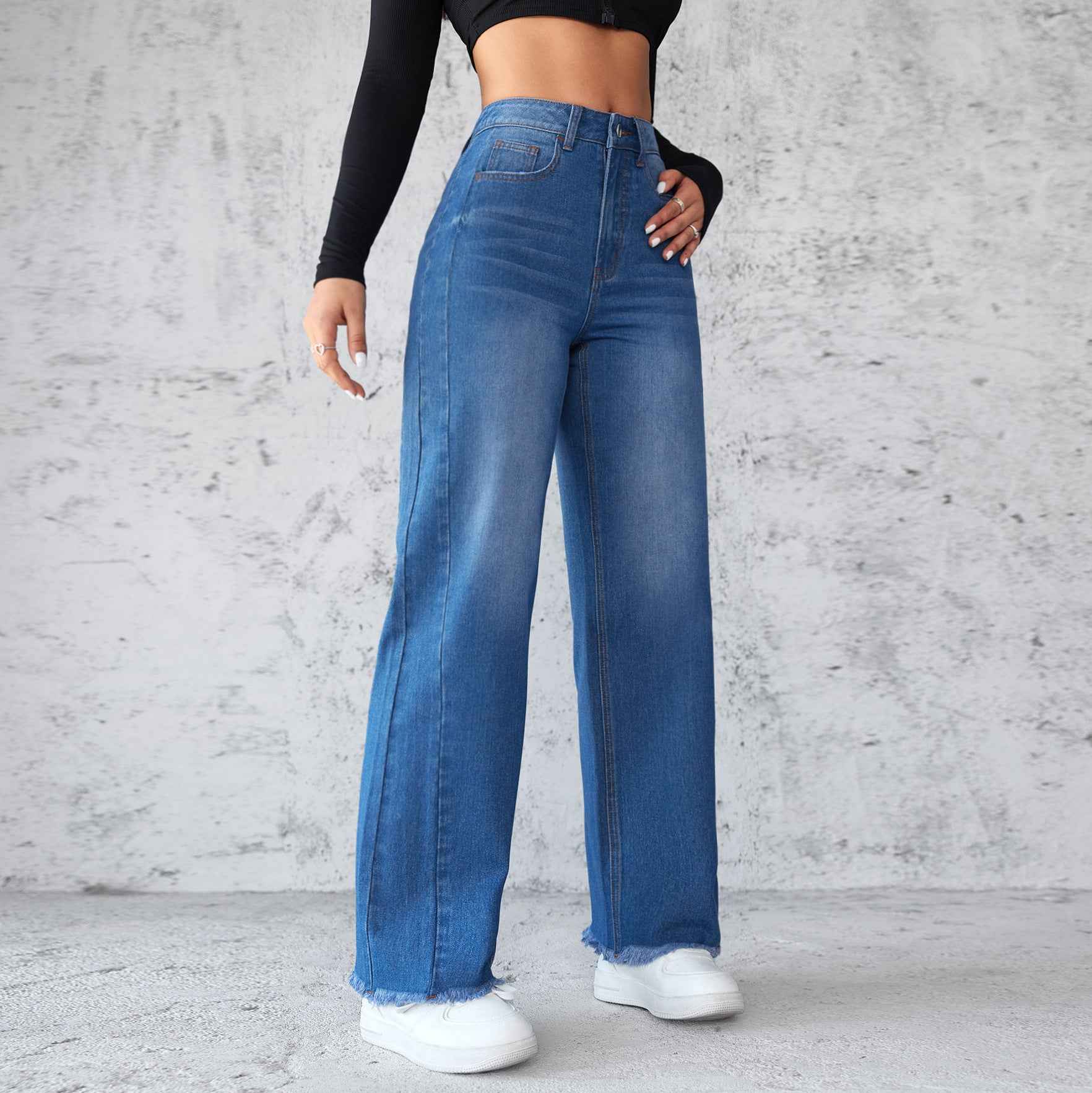 Women's High-Waist Wide Leg Jeans for Trendy Style and Comfort