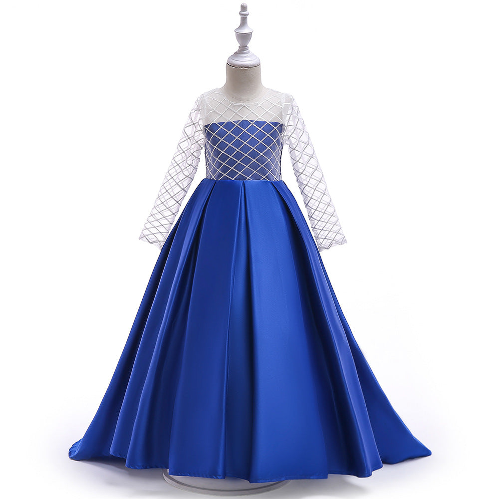 Mesh Long Sleeve Girls Dress for Elegant Casual Wear