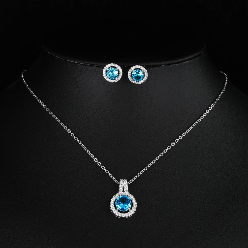 Two-piece Zircon Necklace and Earrings Set for Elegant Style