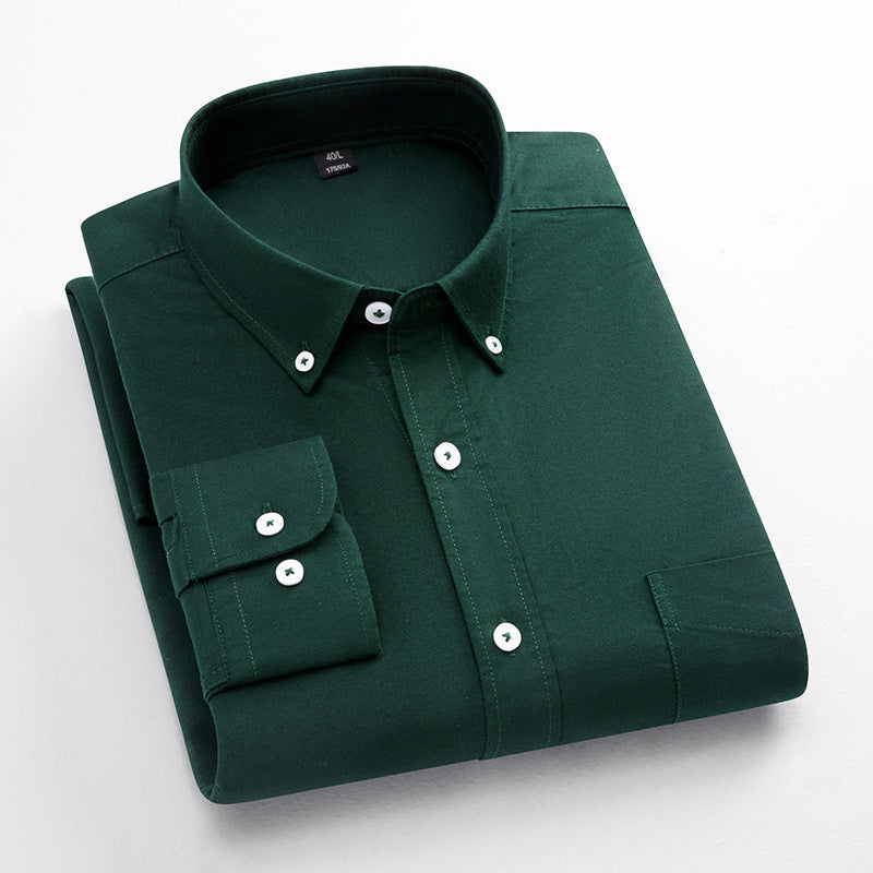 Mens Breathable Oxford Shirt - Pure Cotton Solid-Color Slim Fit